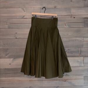 ODILLE | Dark Olive Cotton Blend Skirt Size 4